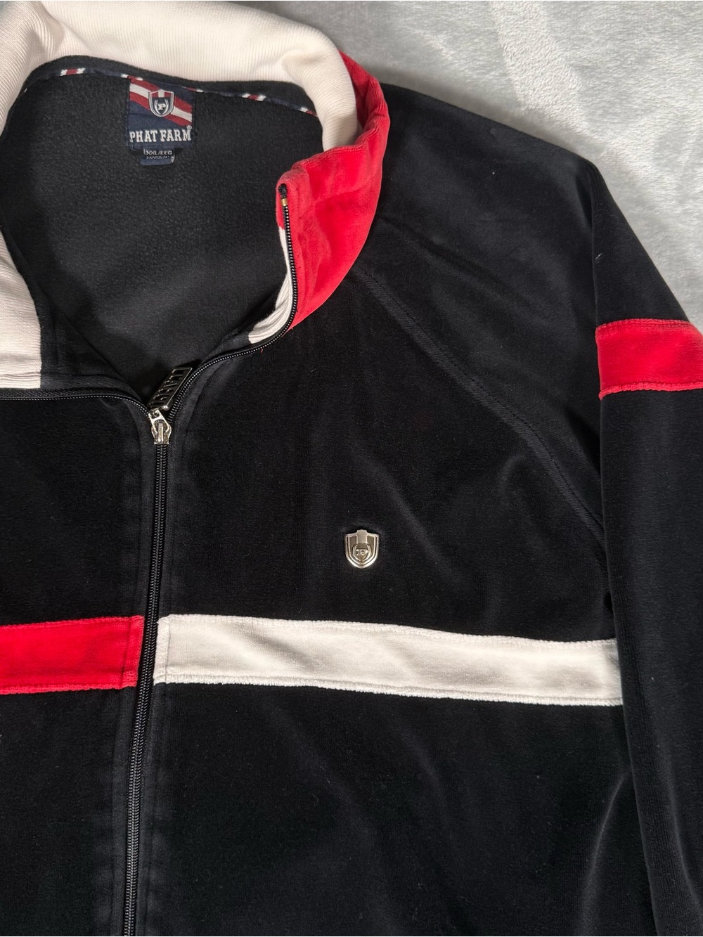 Vintage Phat Farm Velour Track Jacket Mens 2XL Full Zip Hip Hop Y2K - Picture 2 of 9